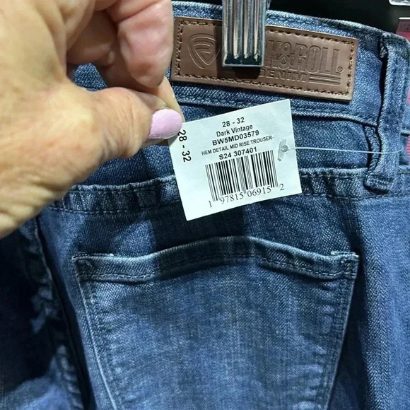 Rock&Roll Midrise denim trouser embroidered/studded, flare bell bottom jeans - Picture 10 of 11